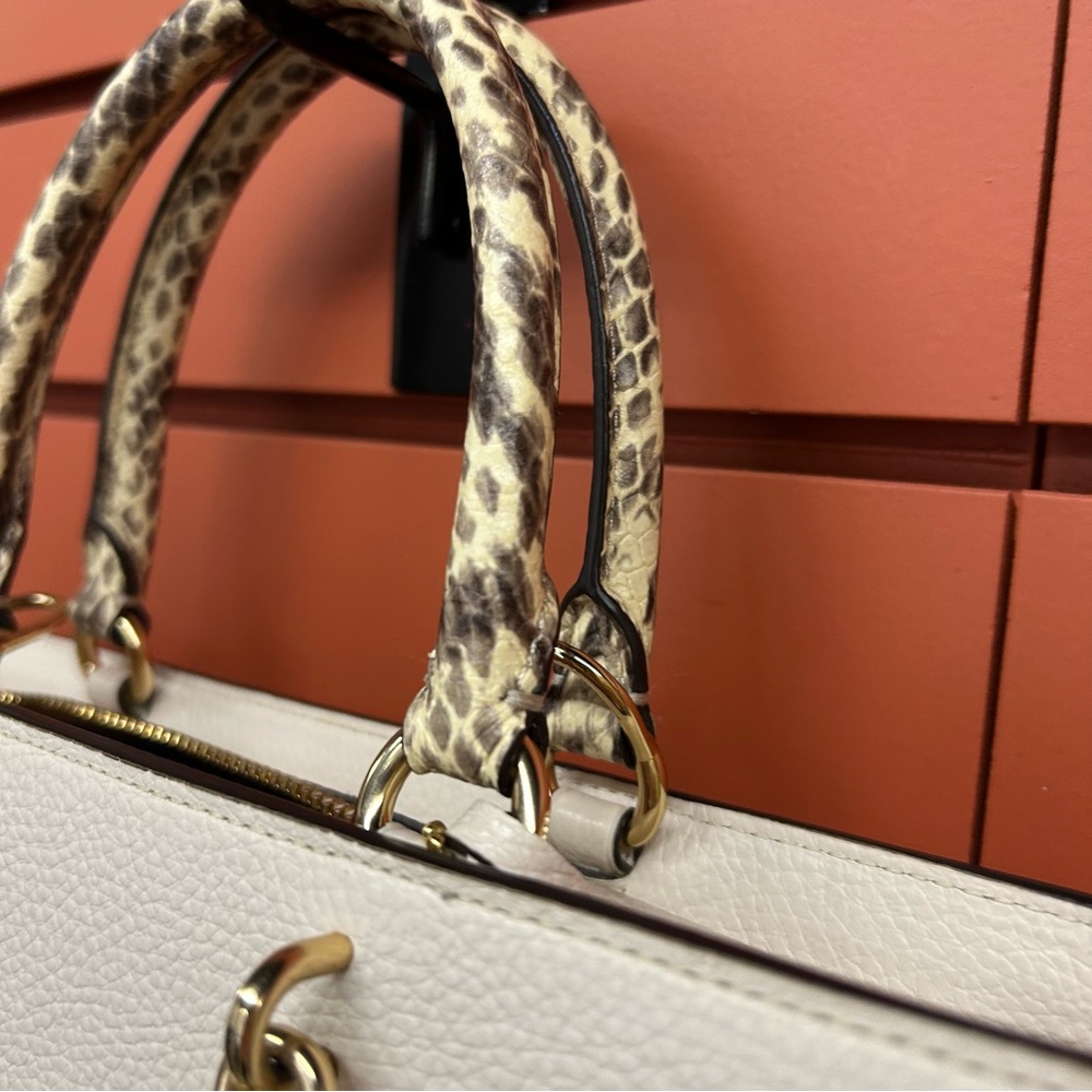 Coach Handbag Womens OSFA Tan Zoe Caryall Snakeskin F87669 Leather Satchel Purse - Picture 4 of 8